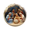 thumbnail image 2 of 2.9 in Carved Christmas Ornament, Christmas Tree Nativity Scene Hanging Ornaments, Nativity Scene Decor for Christmas Christian Family Holiday Wedding Home Styling, 2 of 6