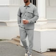 thumbnail image 4 of Men’s Casual Two Piece Textured Lounge Set, Long Sleeve Button Down Shirt and Elastic Waist Pants, Comfortable Outfit, 4 of 4