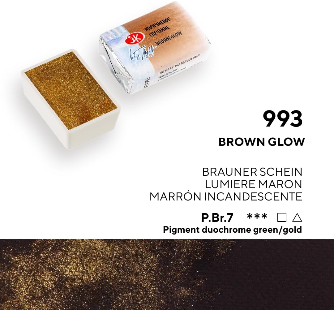 White Nights Extra Fine Artists Grade Professional Limited Edition Shimmering Watercolors 8 Full Pans 2.5 ml each by Nevskaya Palitra (Autumn)