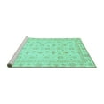 thumbnail image 2 of Ahgly Company Machine Washable Indoor Square Oriental Turquoise Blue Modern Area Rugs, 4' Square, 2 of 4