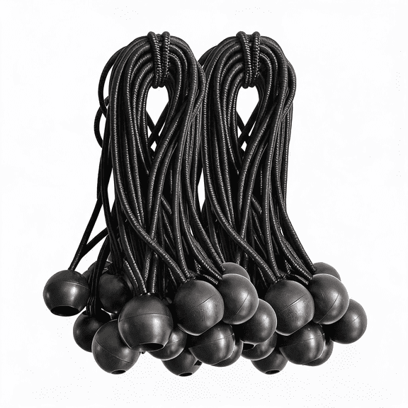 100-Pack Bungee Cords Heavy Duty Outdoor, Mixed 6" and 8" Tarp Bungees with Balls, Black