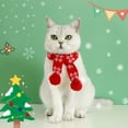 thumbnail image 2 of Bufanda de gato para Navidad (2024), accesorio de tejido festivo, bufanda de gato tejida, collar para mascota, gato, perro, bufanda de lana de conejo a cuadros con copos de nieve, cálida para Navidad., 2 of 8
