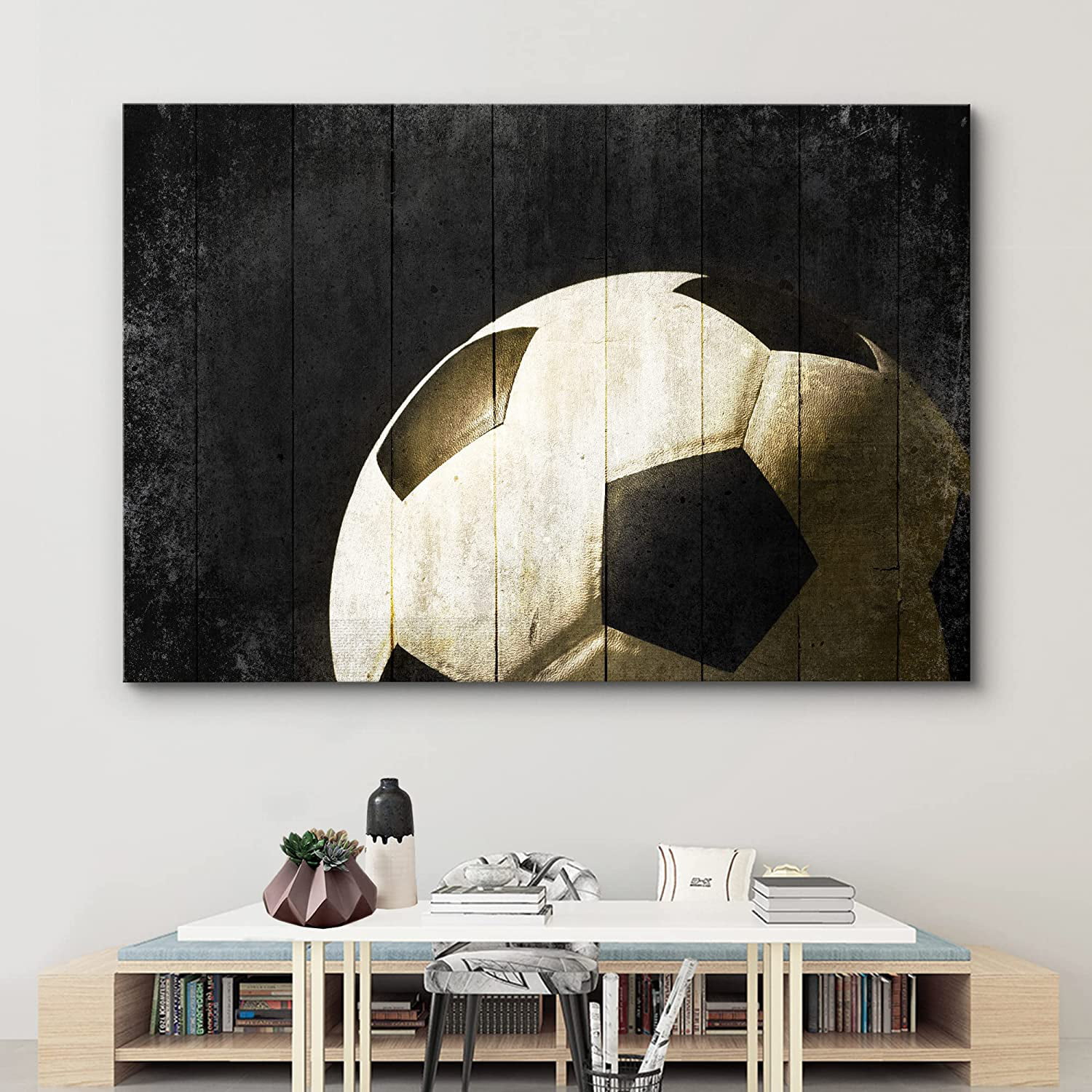 Canvas Print Wall Art Vintage Retro Faded Soccer Ball Close Up Sports  Athletes Photography Modern Art Contemporary Scenic Urban Multicolor for Living  Room, Bedroom, Office 16