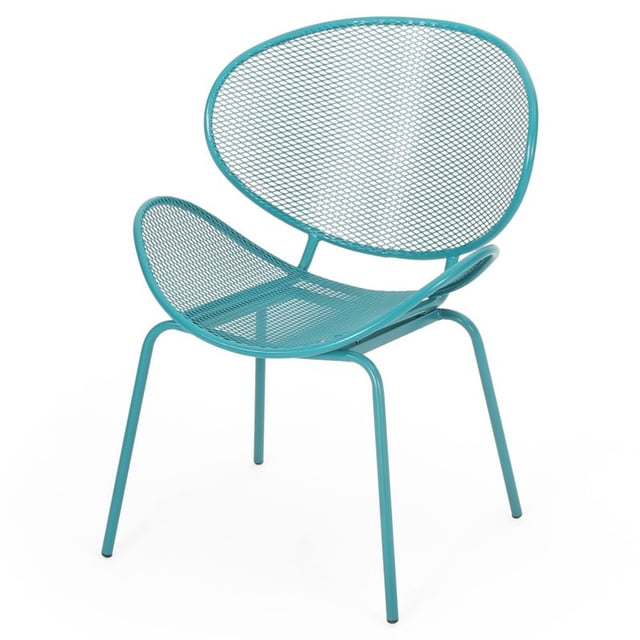 Noble House Chaise de Salle à Manger Extérieure Elloree en Bleu Mat (Ensemble de 2)