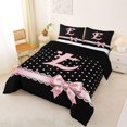 thumbnail image 2 of Manfei Personalized Monogrammed Gifts Full Size Comforter Sets,Kawaii Bowknot Alphabet E Bedding Comforter Set,Black Reversible,3-Piece,1 Comforter and 2 Pillowcases, 2 of 7