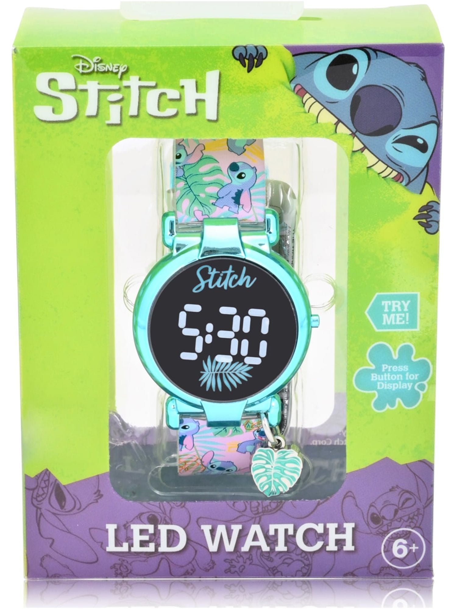 Disney Lilo and Stitch Kids Unisex LED Watch with Charm
