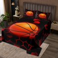 thumbnail image 2 of Erosebridal Ball Game Basketball Coverlet Set King,Neon Hexagon Bedding Set,Geometry Decor,3-Piece, 2 of 5