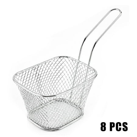 

8PCS Mini Mesh Wire French Fry Chips Baskets Net Strainer Kitchen Cooking Tools