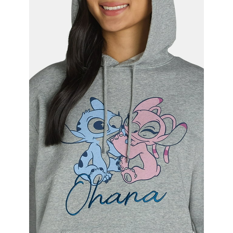 【ANGLAN】Stitch Over Sweat Hoodie Disney Women's Stitch and Angel Graphic Hoodie with