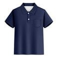 thumbnail image 5 of Polo Shirts for Boys Navy Button Down Short Sleeve Dress Shirt 100 Days of School Shirt Boys Classic Kids 7-8 Years Clothes Boys, 5 of 5
