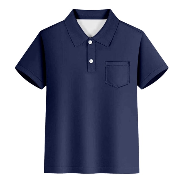Luvoko Big Boys Golf Polo Shirts,Solid Color Print Uniform Performance for Big Boys Active Golf Shirts with Collar, Front Button Closure(Navy,9-10 Years)