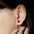 thumbnail image 4 of Rosec Jewels Lab Created Ruby Solitaire Stud Earrings for Women - 6 mm - 2.74 Carat - AAAA Grade - with Screw Back - Ready to Gift, 18K Yellow Gold, 4 of 7