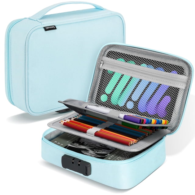 Estuche para lápices Zannaki de gran capacidad con cierre, color verde menta