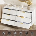thumbnail image 6 of LYNSOM Fluted Dresser for Bedroom, White 6 Drawer Dresser with Gold Handles and Wide Drawers, Wood Chest of Drawers for Bedroom, Hallway, 6 of 16