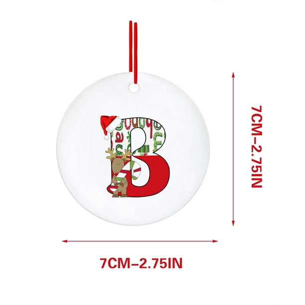 Decoraciones Del Árbol de Navidad con 26 Letras Del Alfabeto, Rojo Acrílico Fawn Colgante Ornamentos para el Hogar, Decoración Personalizada Del Árbol de Navidad para la Temporada de Vacaciones
