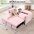 thumbnail image 5 of BedLuxury 53" Velvet Convertible Futon Sofa Bed, 3-in-1 Loveseat Sleeper Sofa with Pull Out Bed & Adjustable Backrest for Living Room or Office, Pink, 5 of 9