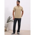 thumbnail image 5 of DARING DIVA Men's Henley Crew Neck Short Sleeve Button Down T-Shirt M Khaki, 5 of 7