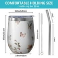thumbnail image 5 of 12oz Stemless Wine Tumblers White Butterfly Rose Pattern Vacuum Insulated Stainless Steel Travel Tumbler Cups Mug with Lid and Straw for Champaign,Cocktail,Beer with Cleaning Brush, 5 of 5