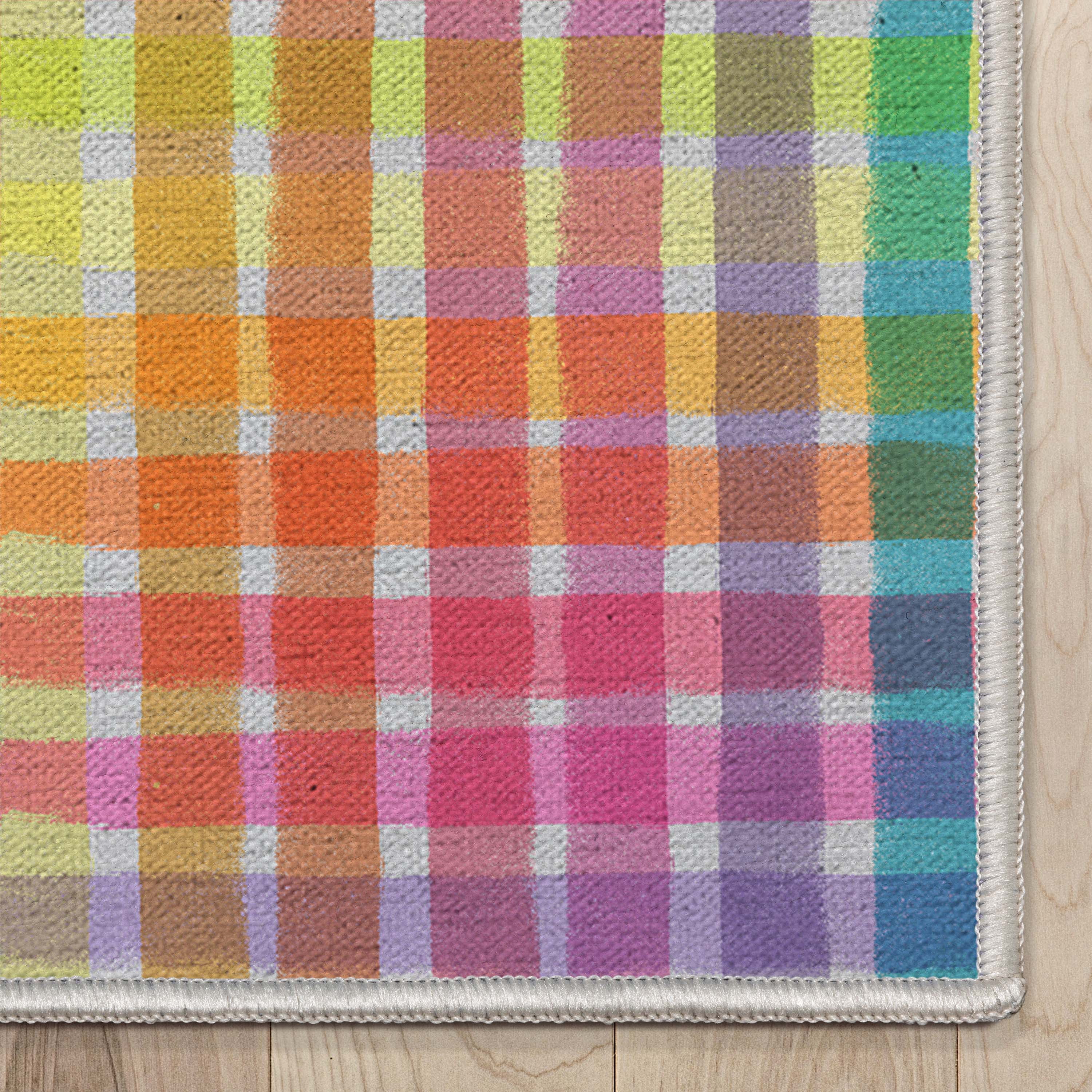 Crayola Collection By Well Woven Multi Plaid Multicolor 3'3" x 5' Area Rug