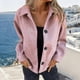 thumbnail image 4 of Womens Blend Coat Lapel Collar Long Sleeve Button Coat Solid Color Fall Winter Coat Y XXXL, 4 of 4