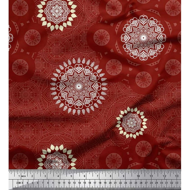 Soimoi Cotton Cambric Fabric Mandala Ethnic Print Fabric by The Yard 56 Inch Wide