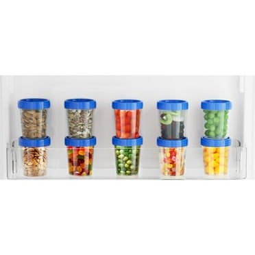 Clear 9oz Twist cap Salad Dressing Containers, Airtight Leakproof Condiment Cups with Blue Screw Lids, Reusable & Stackable Containers for Dips, Dressings, Snacks, and Meal Prep