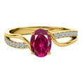 thumbnail image 3 of AoneJewelry 10K Oval Shape Created Ruby Diamond Ring In Rose, White & Yellow Gold, 3 of 5