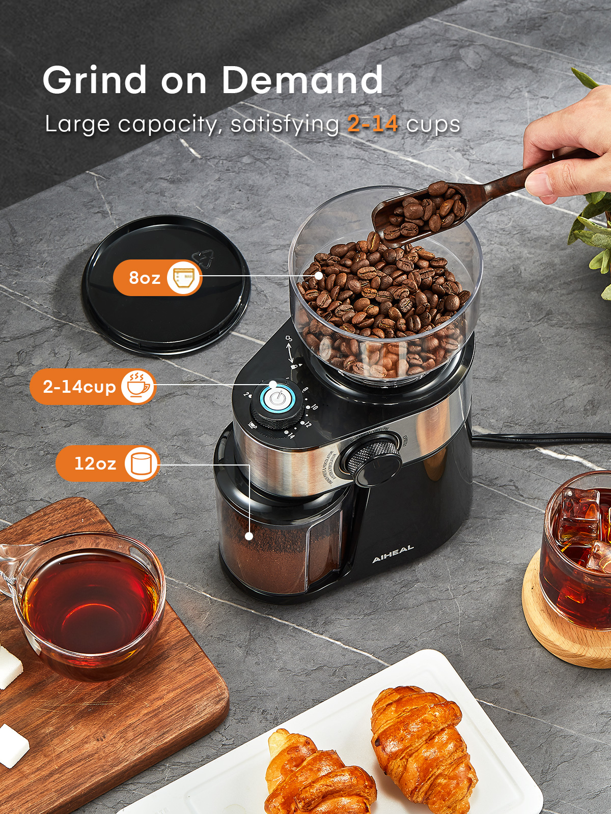 Aiheal Electric Burr Coffee Grinder with 18 Settings photo 7