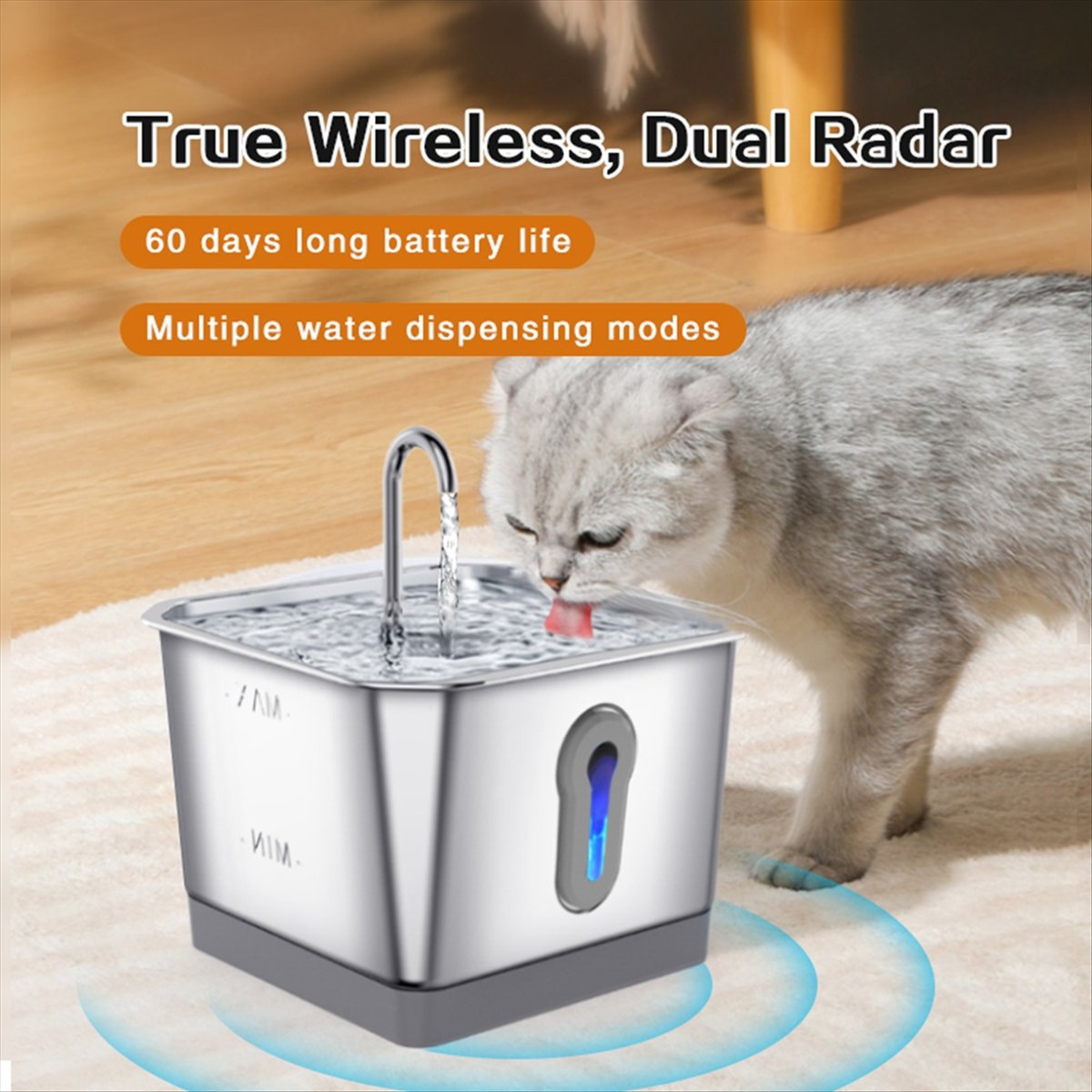 Cat Water Fountain Stainless Steel: 3.5L Automatic Pet Water Fountain - Dog Water Dispenser with Water Level Window