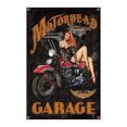 thumbnail image 3 of Letreros de hojalata vintage de 90 x 150 cm con diseño de mujer sexy, decoración clásica para coche, banderín para chica motera, 3 of 4