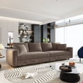 thumbnail image 2 of 102.4" Sectional Couch Modular Cloud Sofa Plush Corduroy Convertible Lounge Couches Oversized 4 Seat Comfy Sofa Deep Seat with 6 Pillows Solid Wood Frame for Living Room Reception Room Office,Brown, 2 of 11