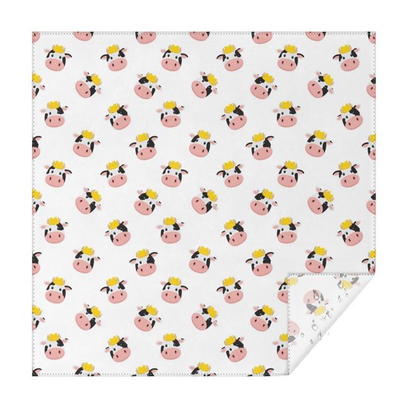 White Cow Crown Pattern Square Tablecloth,Waterproof Square Table Cover,Wipeable Spillproof Washable Table Cover for Home Kitchen Party Decor 42"X42"(107x107cm)