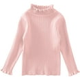 thumbnail image 1 of WUANDIXFA Toddler Baby Boy Fall Winter Autumn and Winter Girls' Pullover Solid Color Knitted Sweater with Ruffled Neck Bottoming Knitted Sweater Pink,3-4 Years, 1 of 5