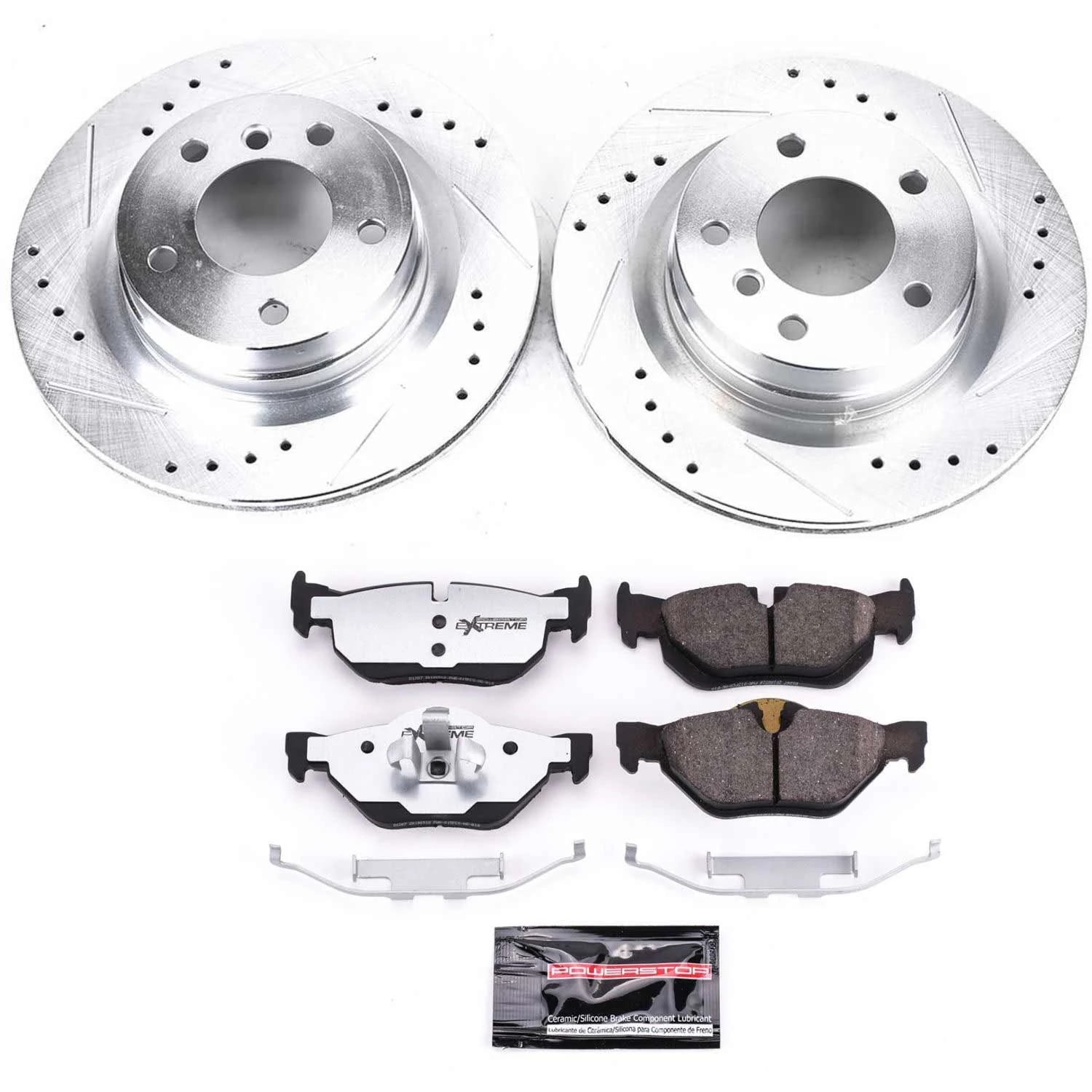PowerStop Rear Z26 Street Warrior Carbon-Fiber Ceramic Brake Pad and Drilled and Slotted Rotor Kit Fits: BMW Select Models K044-26