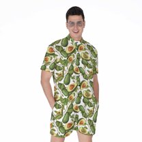 Avocado Cut In Half Drawing Short Sleeve Men'S Rompers, Avocado Fruits Casual Summer Jumpsuits Outfit