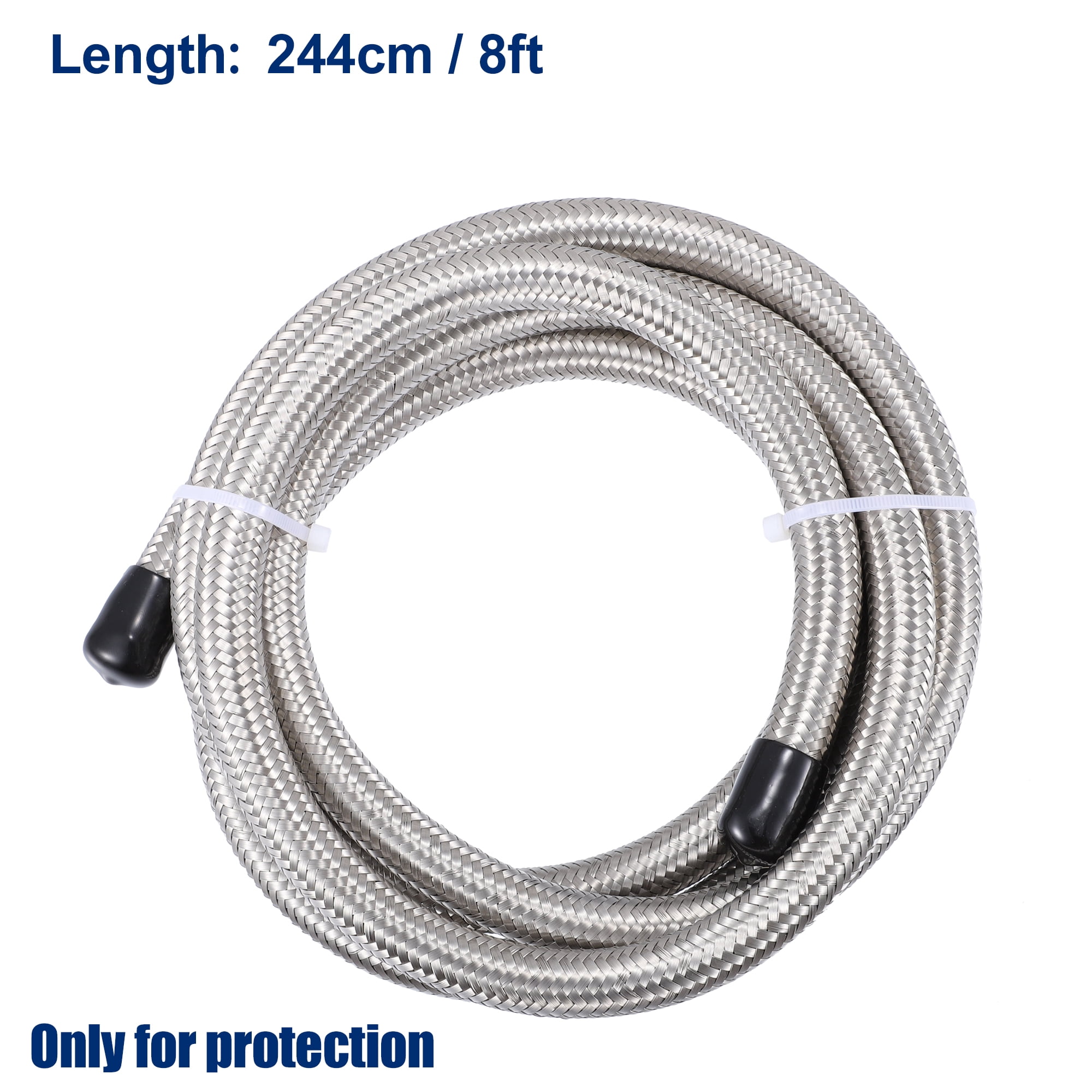 Unique Bargains 8ft 8AN Fuel Hose AN8 Universal Car Braided Stainless Steel CPE Oil Fuel Gas Line Hose Silver Tone