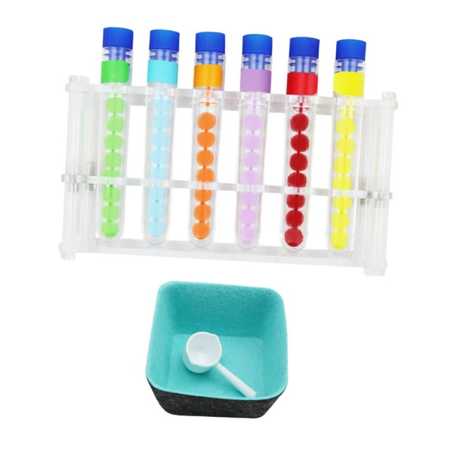 Tubo de ensayo de juguete para contar clasificación de colores con soporte, habilidades motoras finas de desarrollo temprano, juguetes para con recipiente de almacenamiento