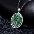 thumbnail image 3 of CACA LADY 925 Sterling Silver St. Michael Necklace for Men, Green Malachite Archangel Medal Pendant, Patron Saint of Police Military Protection, Religious Spiritual Jewelry Gift for Husband Father, 3 of 6