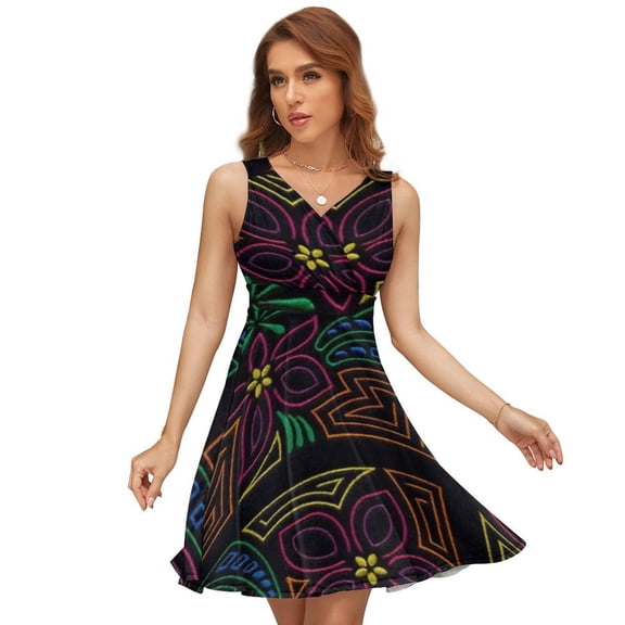 Mola De Panama Dress Summer Street Style Dresses Female Sleeveless Printed Sundress
