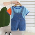 thumbnail image 2 of Teen Boy Clothes Children Kids Boys Unisex Spring Summer Cotton Color Block Print Short Sleeve Sports 18-24 Months 2t 3t 4t 5t 6t Shorts Set Sets Pjs 2 Piece, 2 of 5