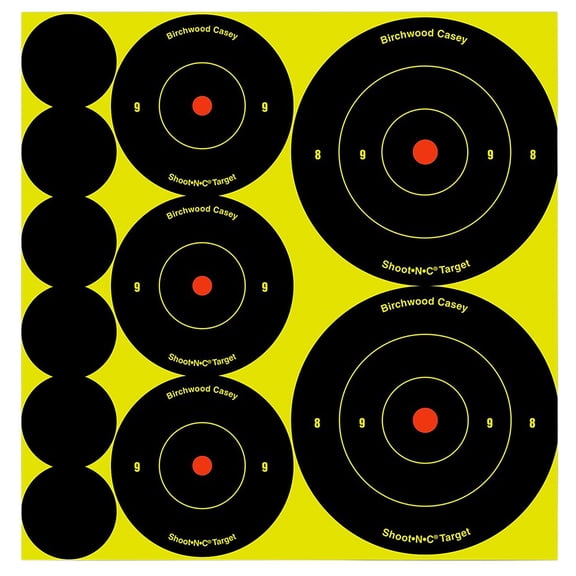 Birchwood Casey Shoot-N-C Bull's-Eye Variety Pack Self-Adhesive 132 Targets Black/Red