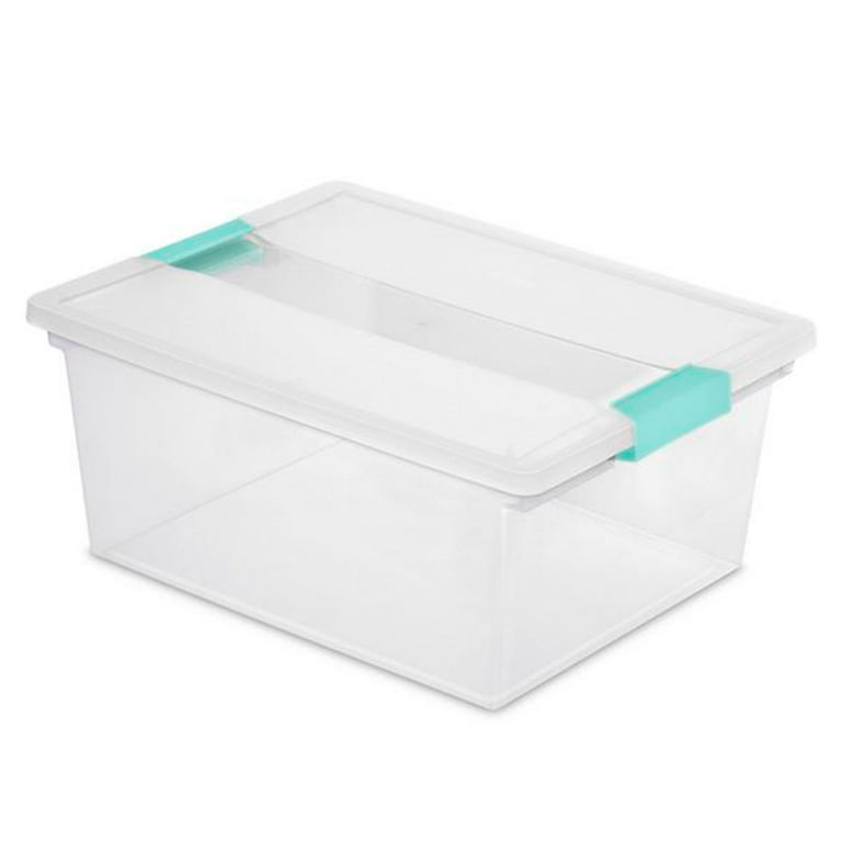 37 Litres Plastic Crystal Clear Storage Box With Secure Clip on Lid Home  Office