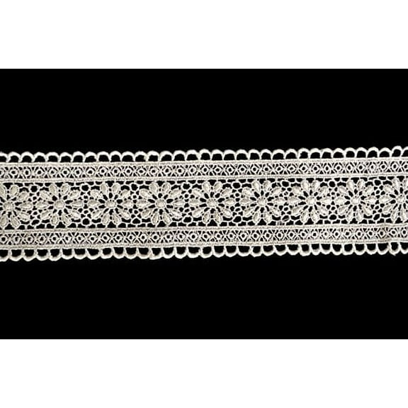 Altotux 2" White Ivory Venice Guipure Floral Lace Trim Double Scalloped By Yard (Ivory)