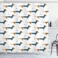 thumbnail image 1 of Ambesonne Dachshund Shower Curtain, Dog in Pullover Snowflake, 69"Wx75"L, Ginger Dark Turquoise, 1 of 3