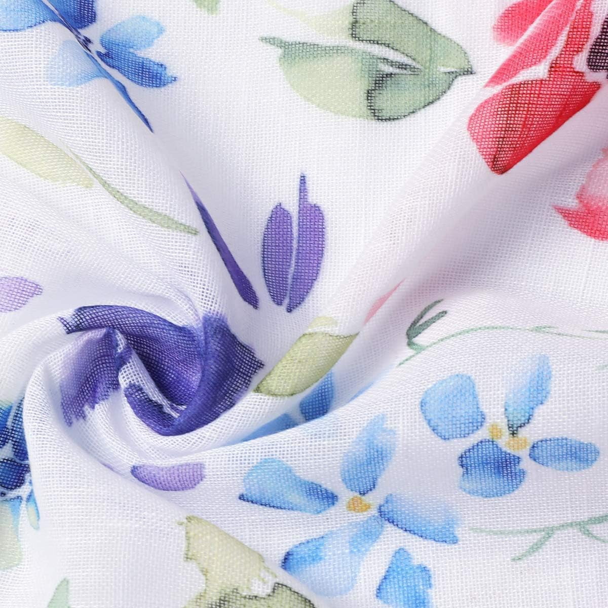 Floral Kitchen Curtains 36 inch Length Multi Color Red Flower Farmhouse Short Cafe Curtains Faux Linen Small Window Curtains for Bathroom 28" W x 36" L 2 Panels,Rod Pocket