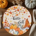 thumbnail image 2 of Fall Round Placemats Set of 4 Pumpkin Gnome Place Mats Thanksgiving Woven Placemat Hello Fall Autumn Maple Leaf Beige Circle Braided Table Mat for Kitchen Dining Table Party Home Decor 15 Inch, 2 of 9