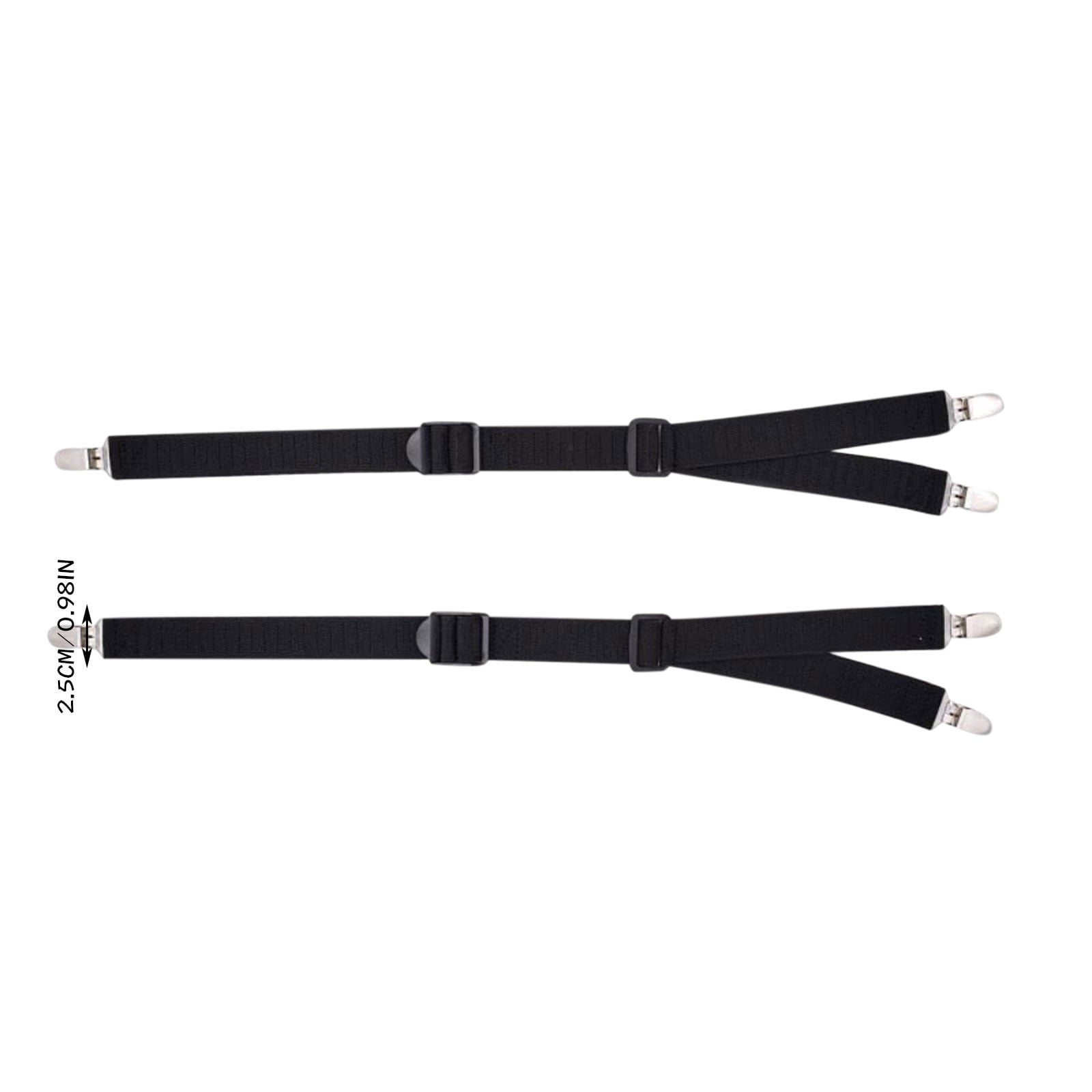 Shirt Stays Adjustable Soft and Smooth Elastic with Non Slip Clips Perfect Sock Garters for Professional black One Size
