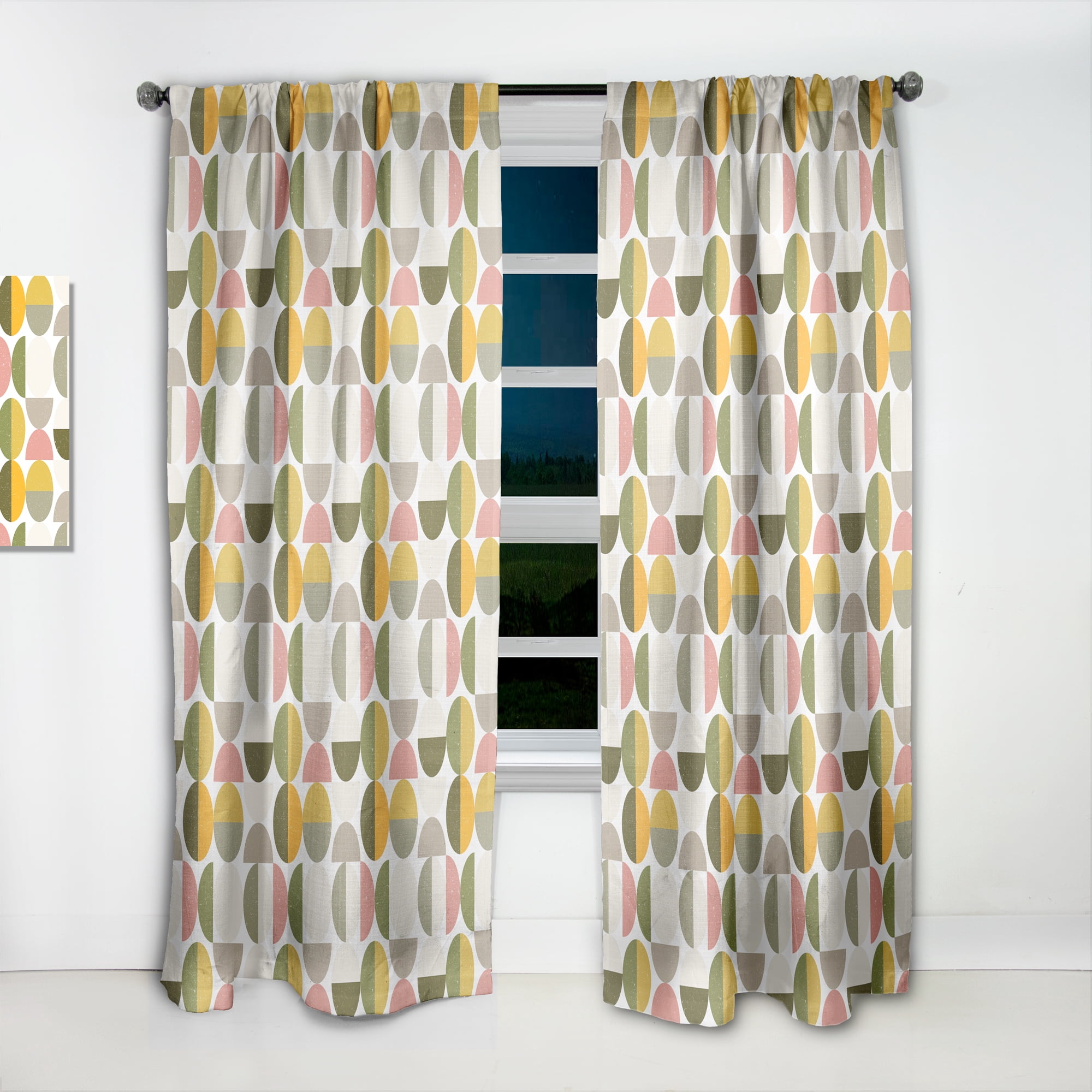 Designart 'Traditional Circular Design I' Mid-Century Modern Curtain Panel