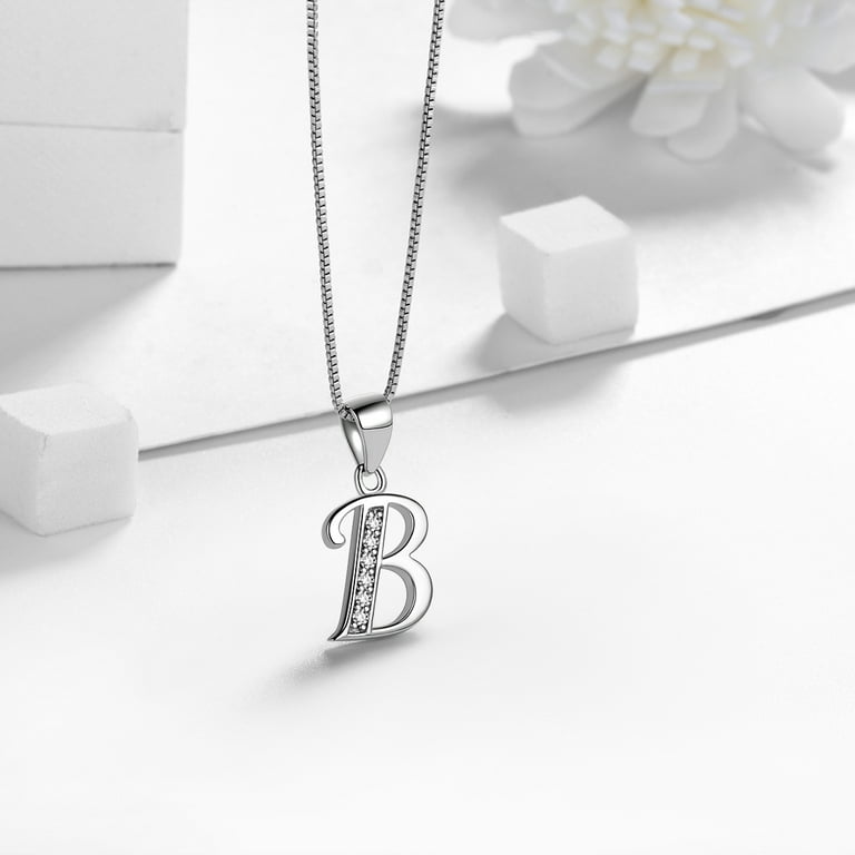 Letter b silver necklace deals