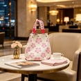 thumbnail image 3 of Yomiee Sakura Floral Knit Mini Tote Handbag for Women, Lightweight Braided Rope Handle Small Hand Bag with Magnetic Snap, Cherry Print Casual Purse for Daily Shopping Beach Vacation Outdoor Daily, 3 of 4